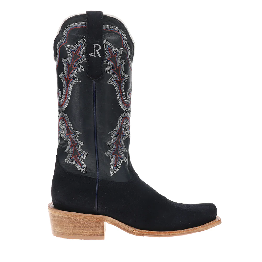 13 Inch Roughout Narrow Square Toe Pull On Cowboy Boots