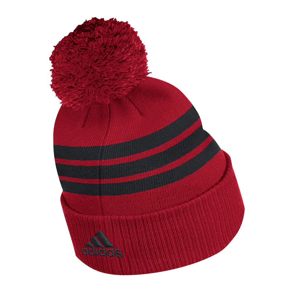 NC State Wolfpack 3-Stripes Cuff Pom Beanie - Image 2