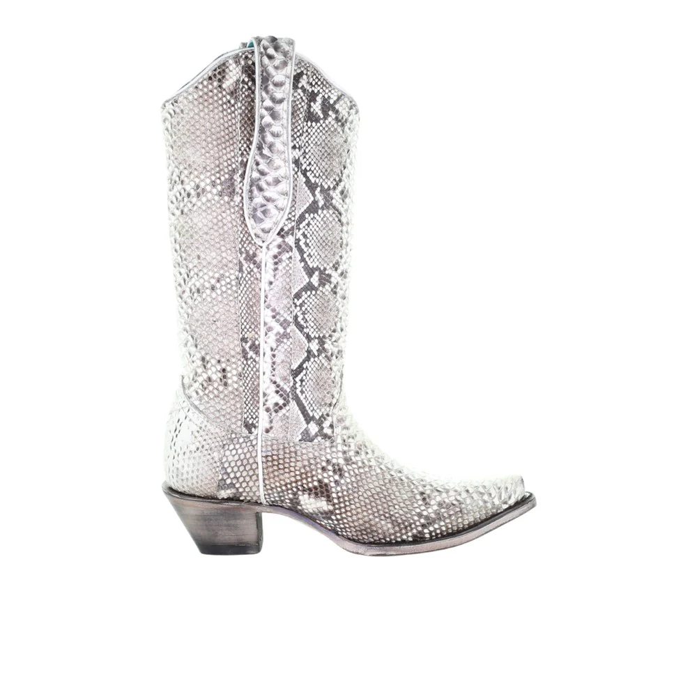 Snakeskin Pull On Snip Toe Cowboy Boots