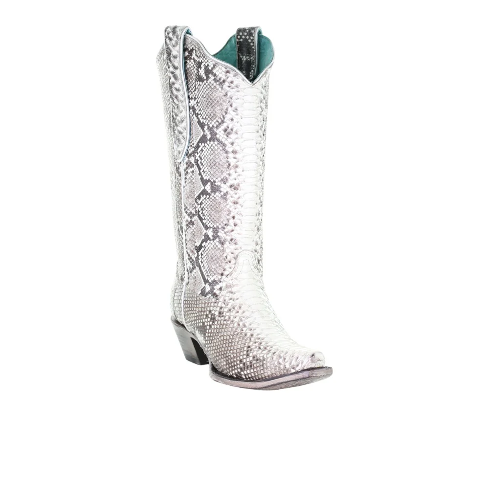 Snakeskin Pull On Snip Toe Cowboy Boots - Image 2