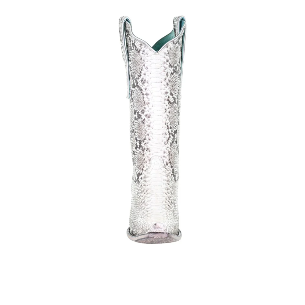 Snakeskin Pull On Snip Toe Cowboy Boots - Image 5
