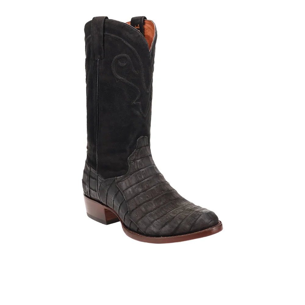 Alvis Emrboidered Caiman Pull On Round Toe Cowboy Boots - Image 2