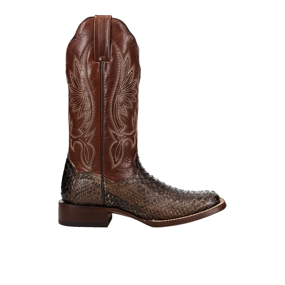 Amara Python Square Toe Pull On Cowboy Boots
