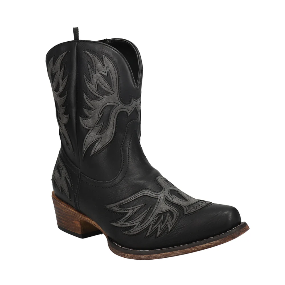 Amelia Tooled Inlay Snip Toe Cowboy Booties - Image 2