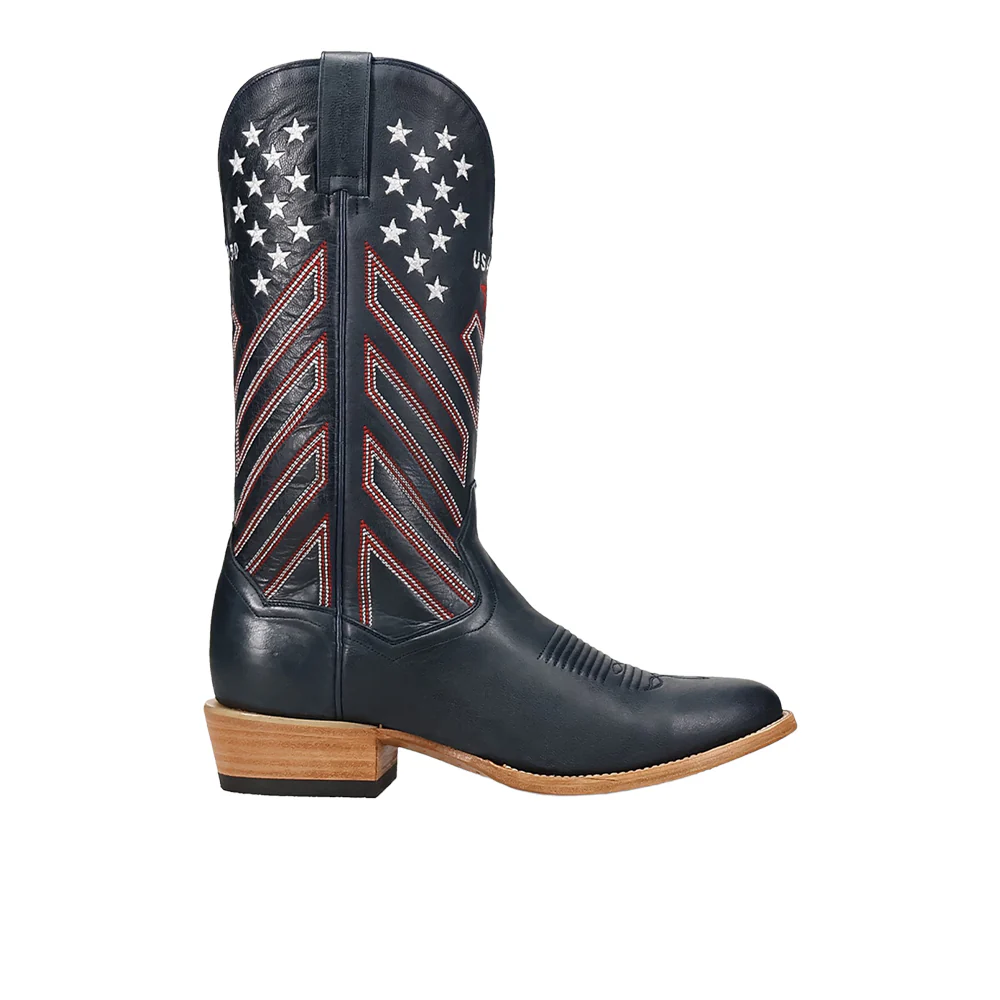 America 250 Leather Round Toe Pull On Cowboy Boots