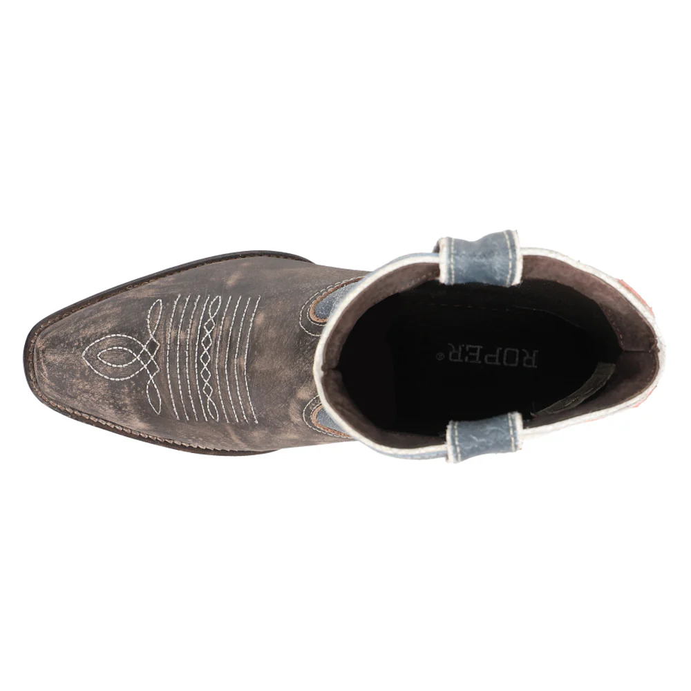 American Beauty Distressed Round Toe Cowboy Booties - Image 4