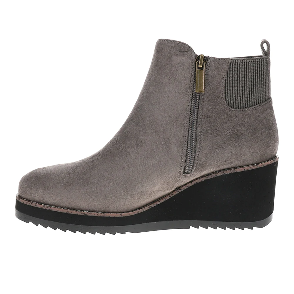 Apple Sauced Side Zip Wedge Round Toe Pull On Boots - Image 3