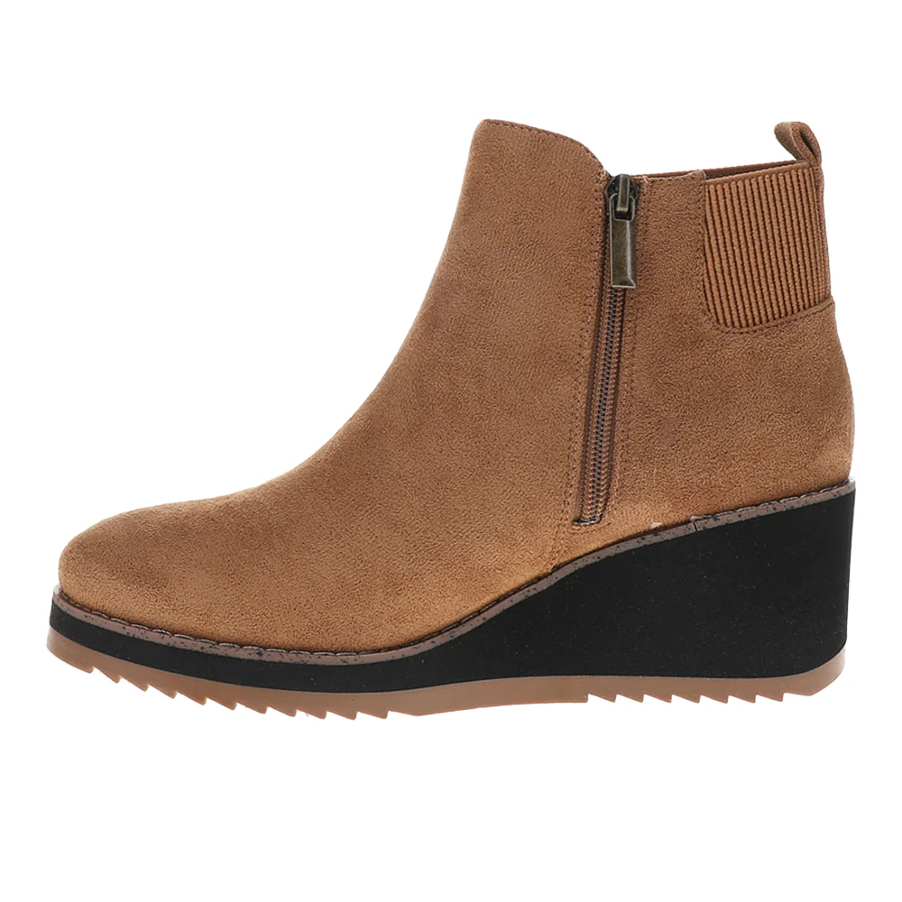 Apple Sauced Side Zip Wedge Round Toe Pull On Boots - Image 3