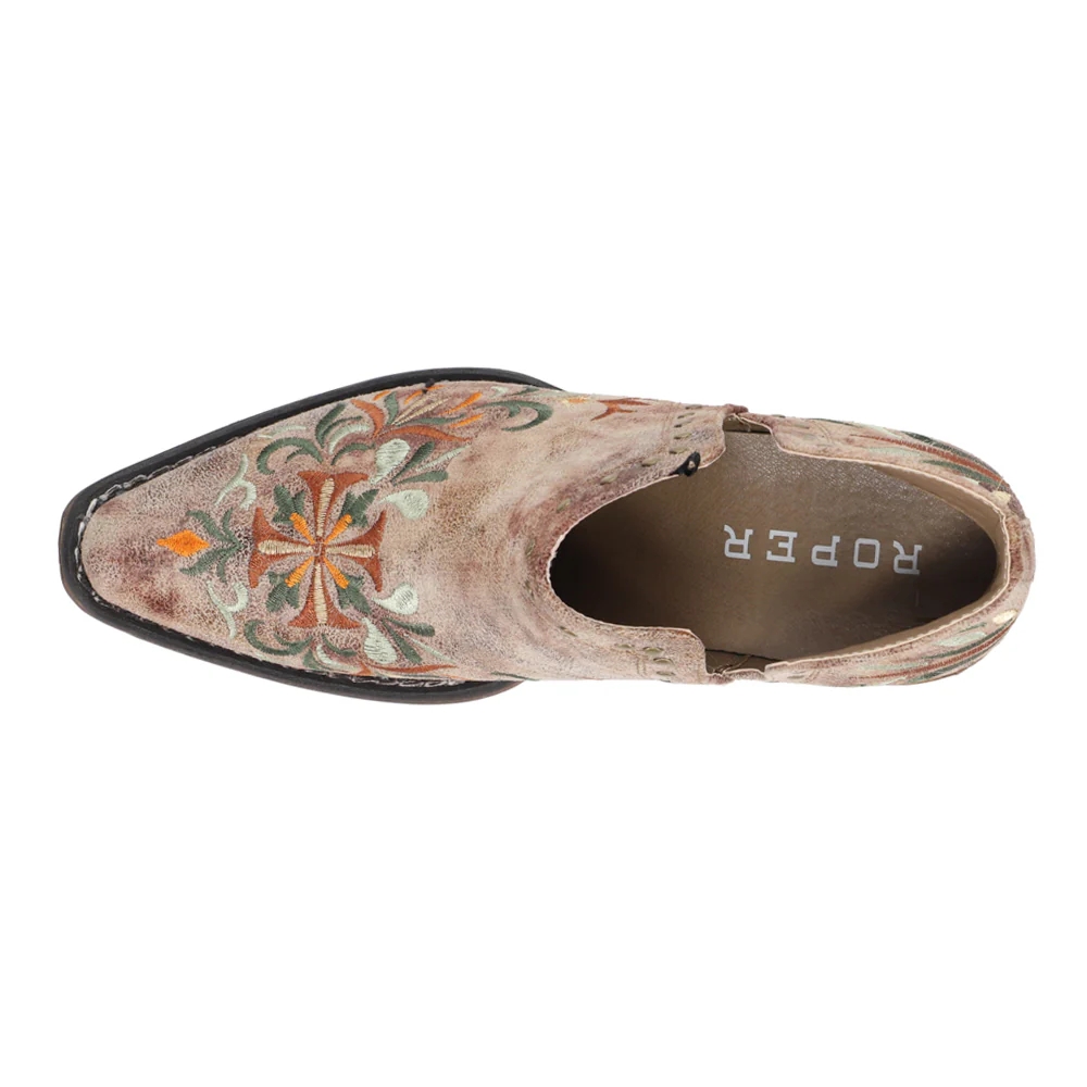 Ava Floral Embroidered Snip Toe Cowboy Booties - Image 4