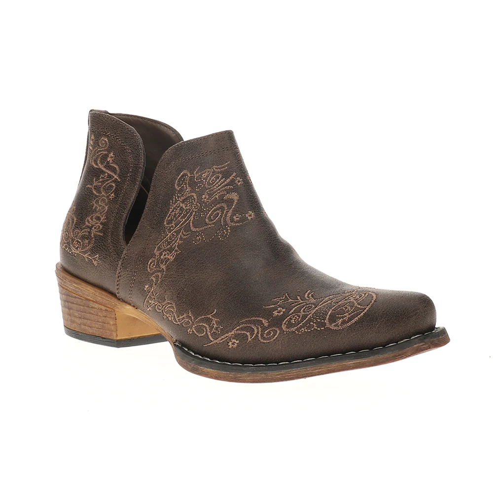 Ava Scroll Embroidered Snip Toe Cowboy Booties - Image 2