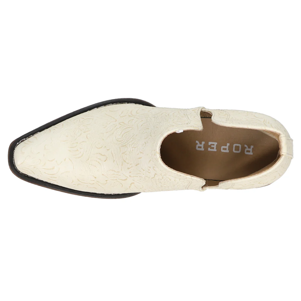 Ava Floral Embossed Snip Toe Cowboy Booties - Image 4