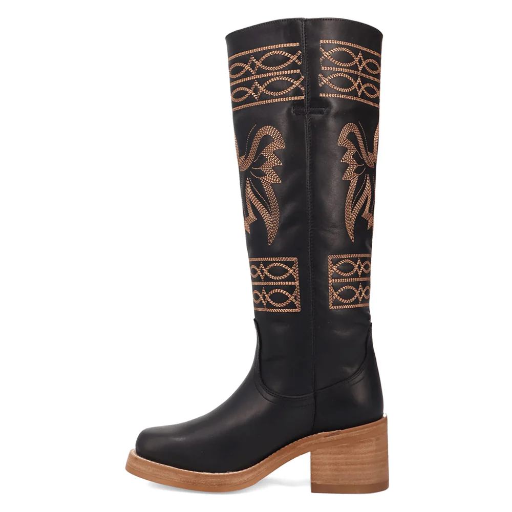 Avalon Embroidered Round Toe Pull On Boots - Image 3