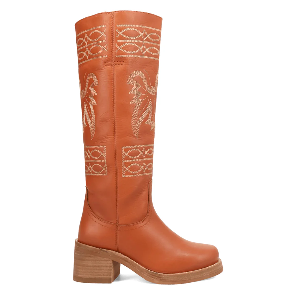 Avalon Embroidered Round Toe Pull On Boots