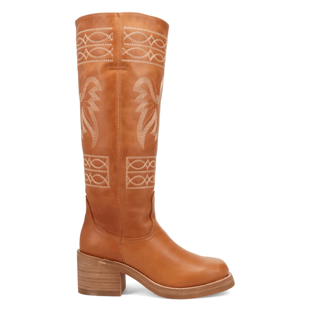 Avalon Embroidered Round Toe Pull On Boots