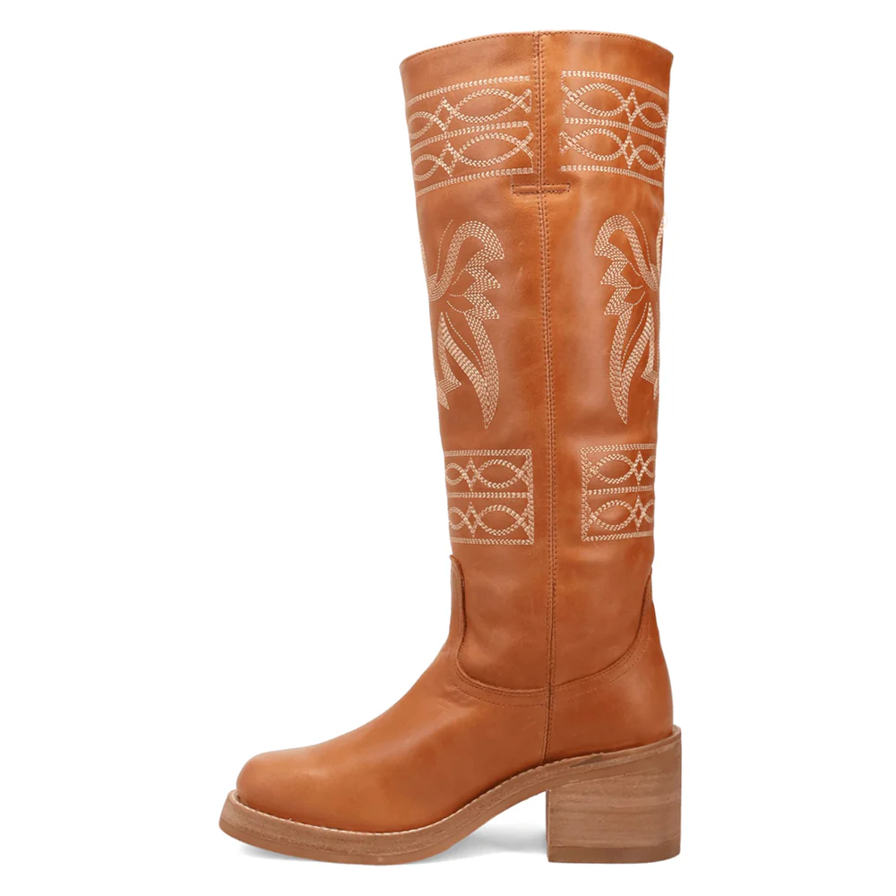 Avalon Embroidered Round Toe Pull On Boots - Image 3