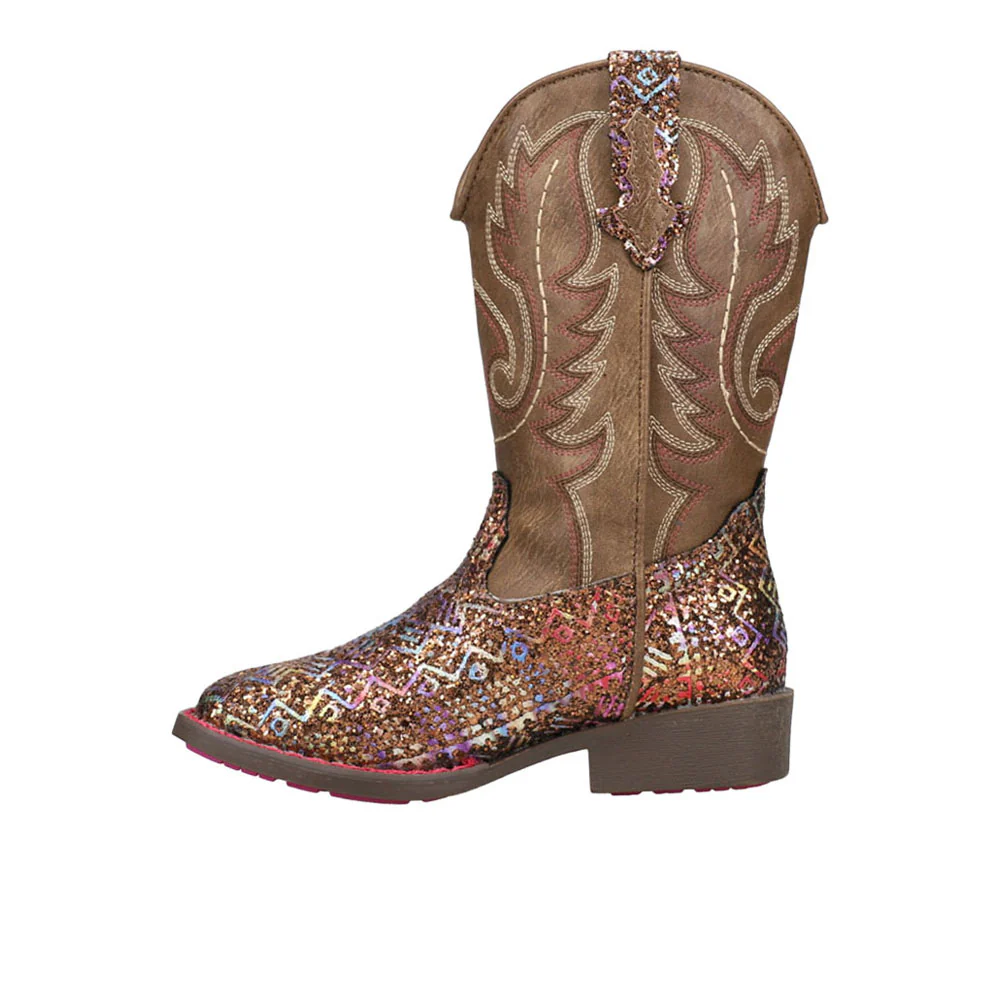 Aztec Glitter Square Toe Cowboy Boots (Little Kid) - Image 3