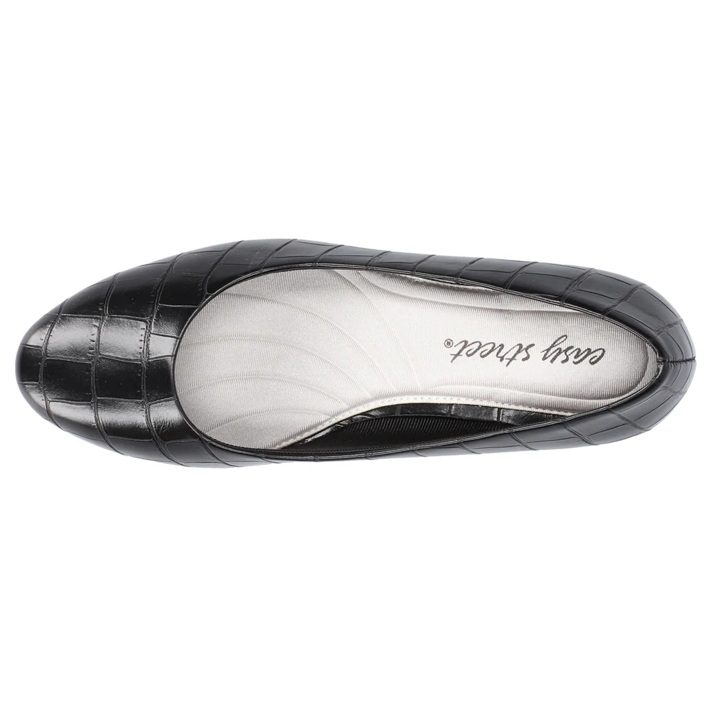 Ballari Croc Round Toe Block Heel Pumps - Image 4