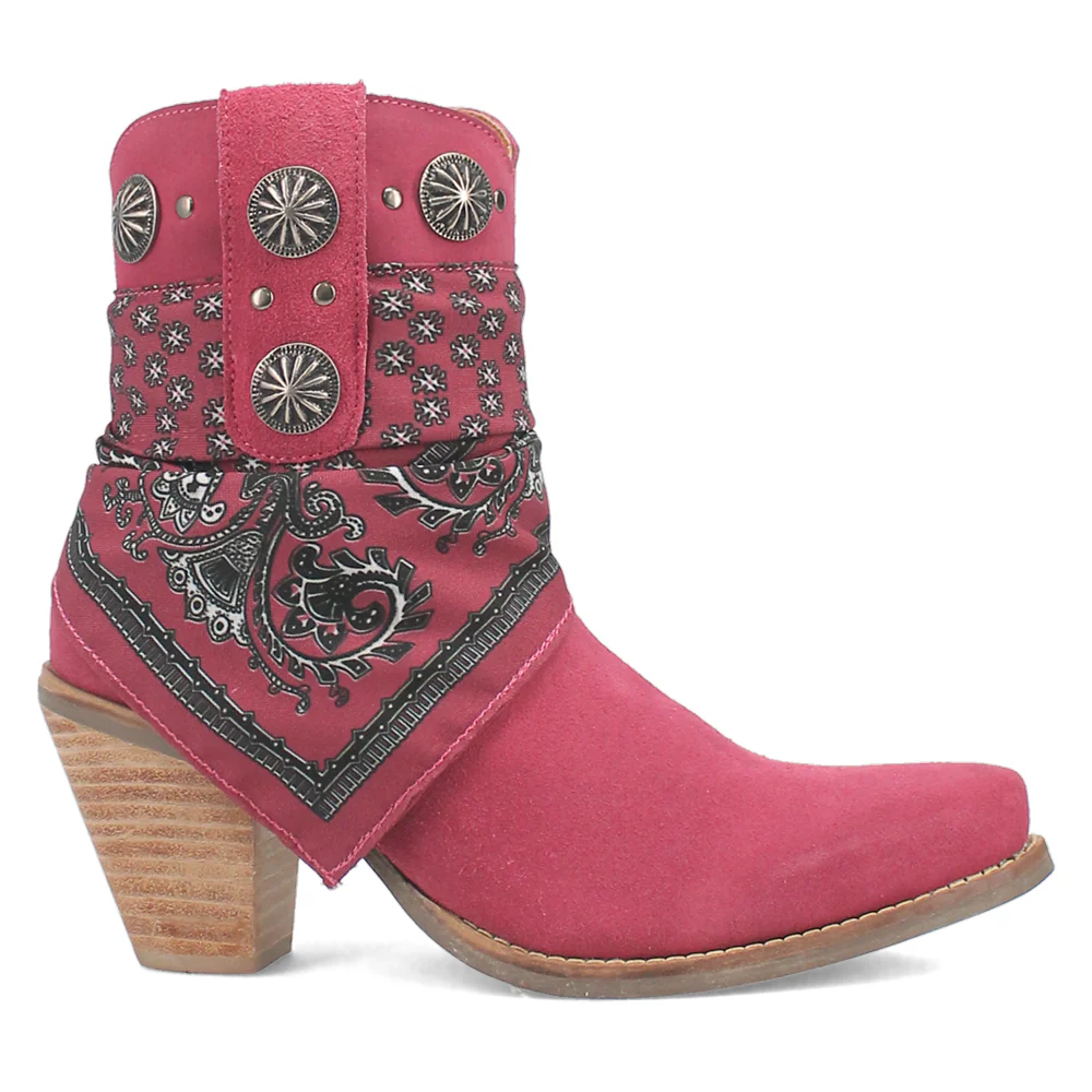 Bandida Paisley Studded Round Toe Zippered Cowboy Booties