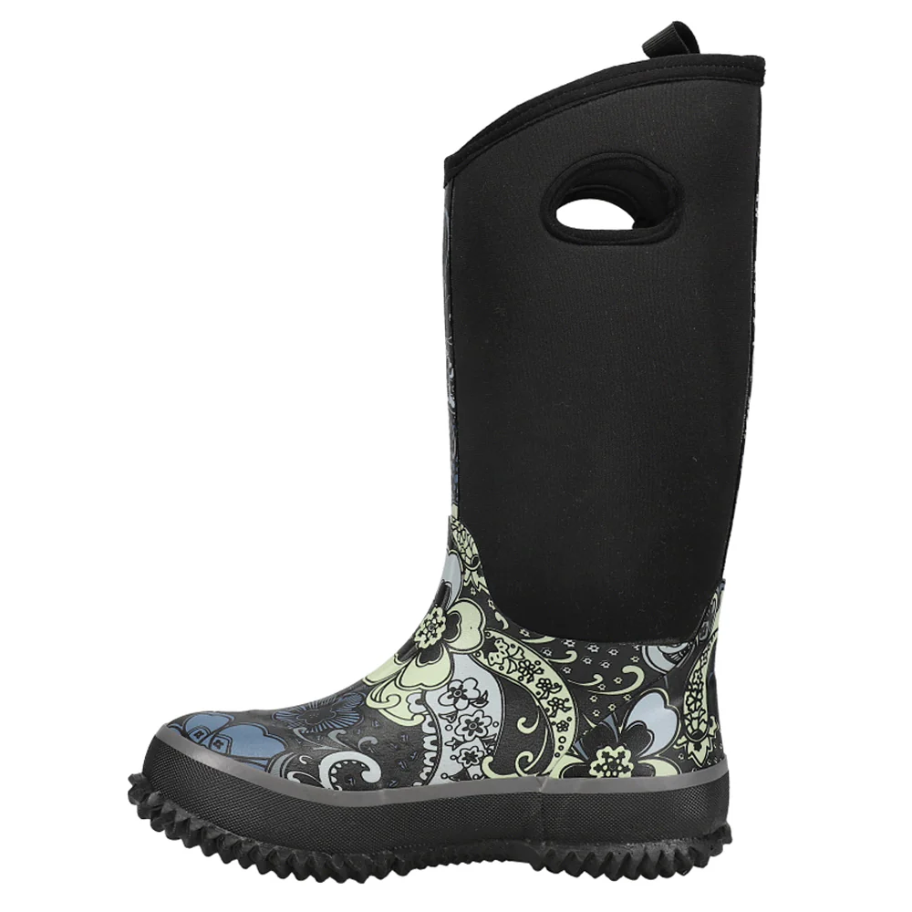 Barnyard 12 Inch Floral Round Toe Rain Boots - Image 3