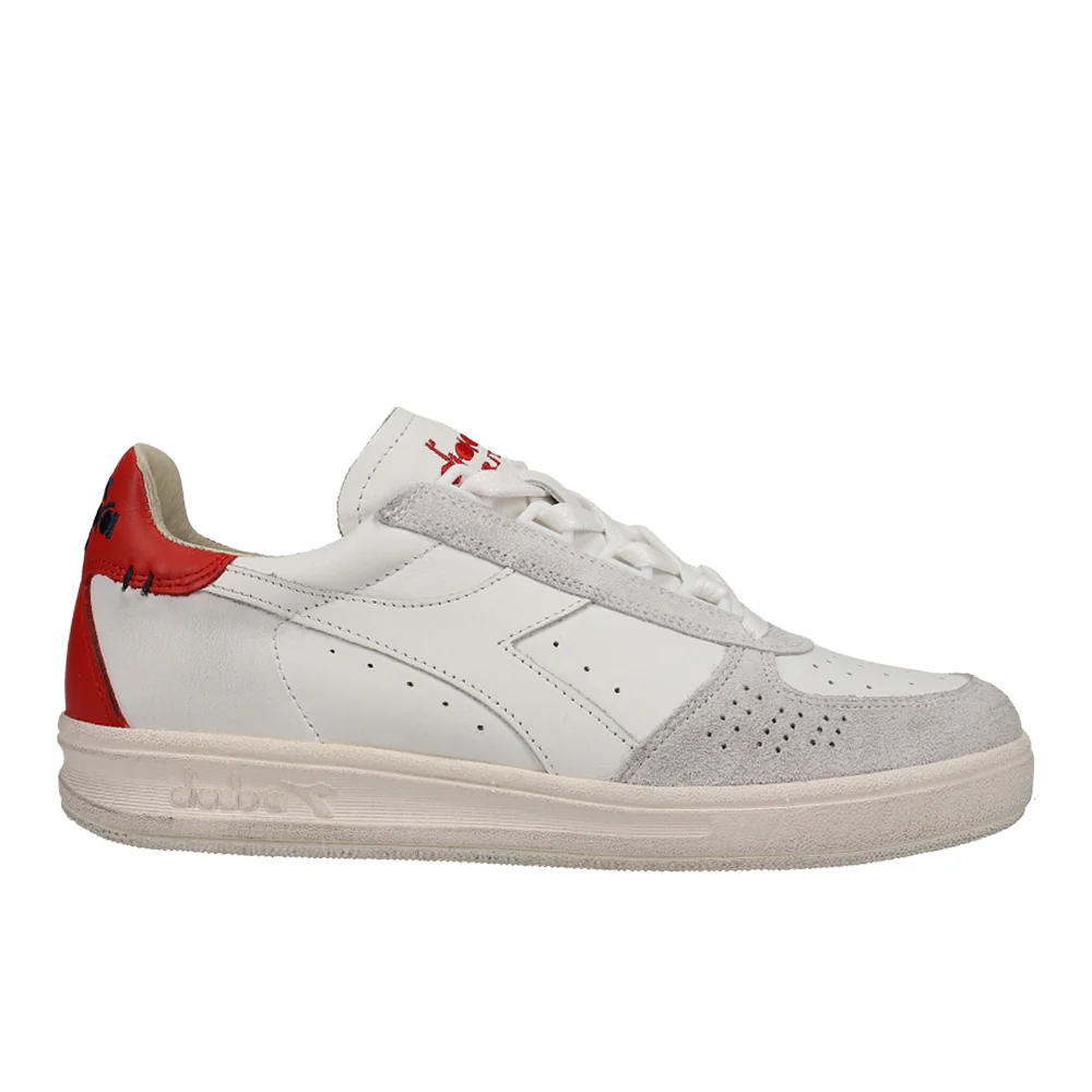 B.Elite H Leather Dirty Perforated Lace Up Sneakers