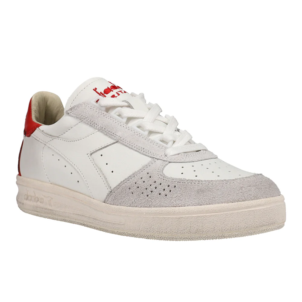 B.Elite H Leather Dirty Perforated Lace Up Sneakers - Image 2