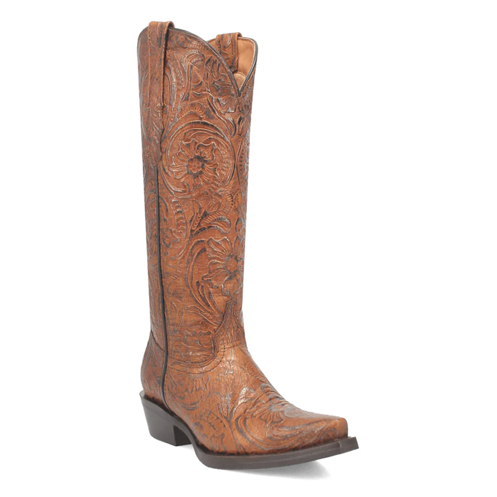 Bellona Embossed Snip Toe Pull On Cowboy Boots - Image 2