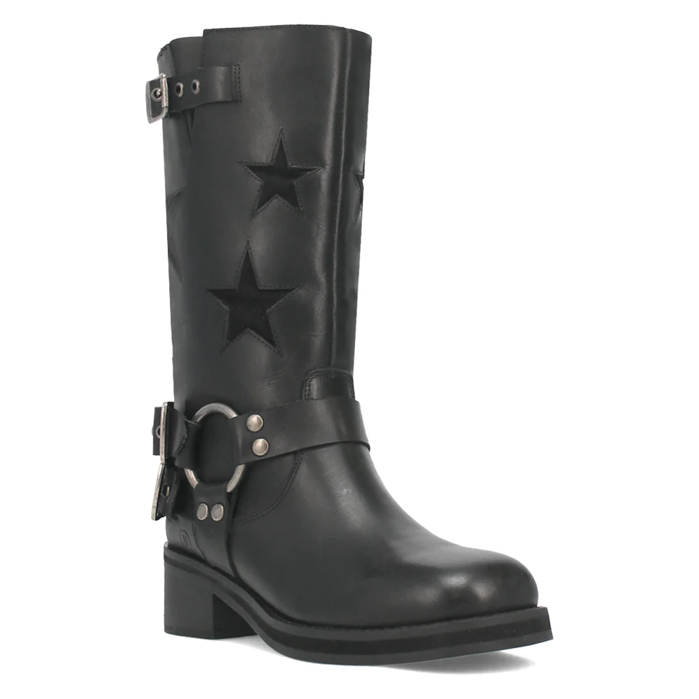Blacklist Tooled-Inlay Round Toe Motorcycle Boots - Image 2