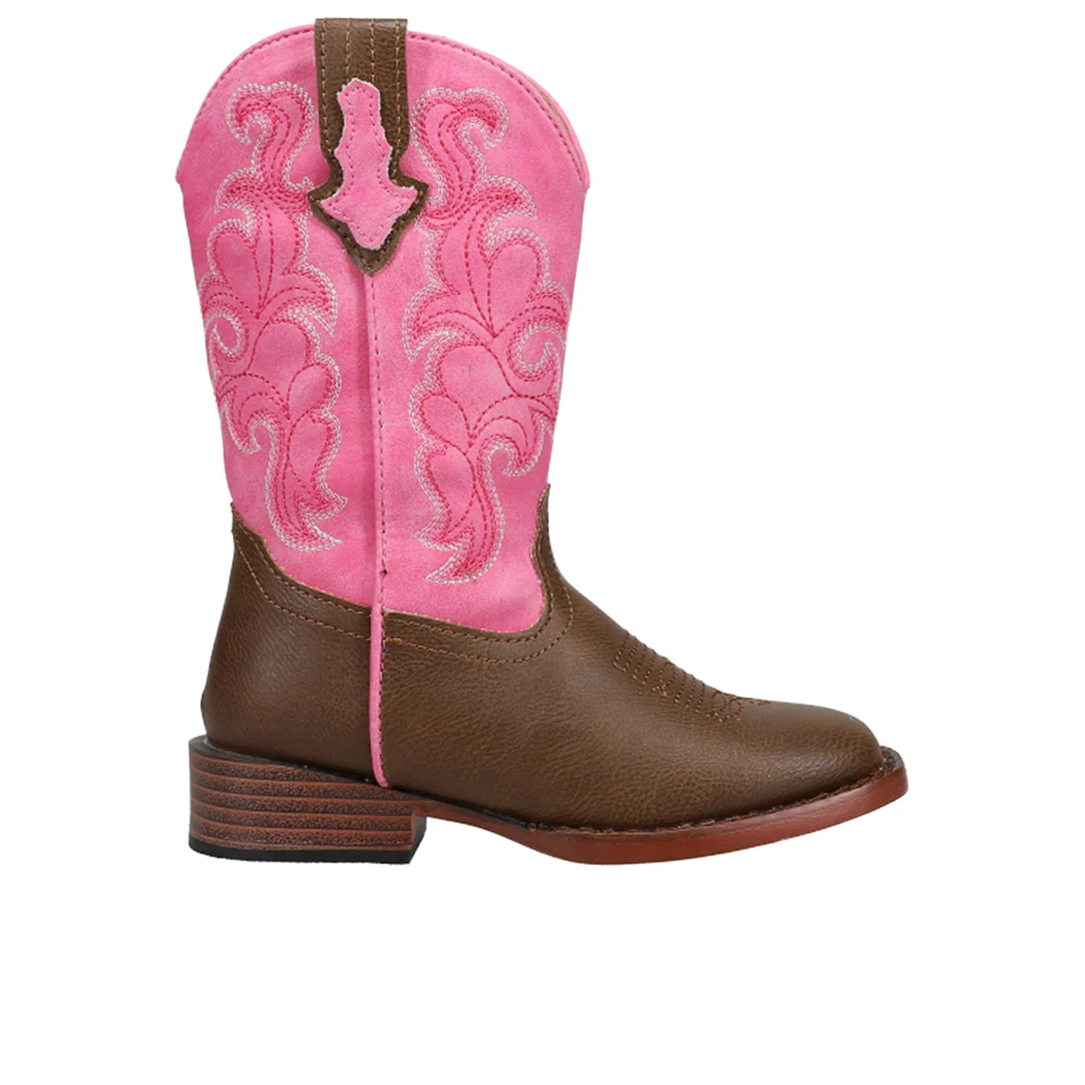 Blaze Pink Shaft Square Toe Cowboy Boots (Youth)
