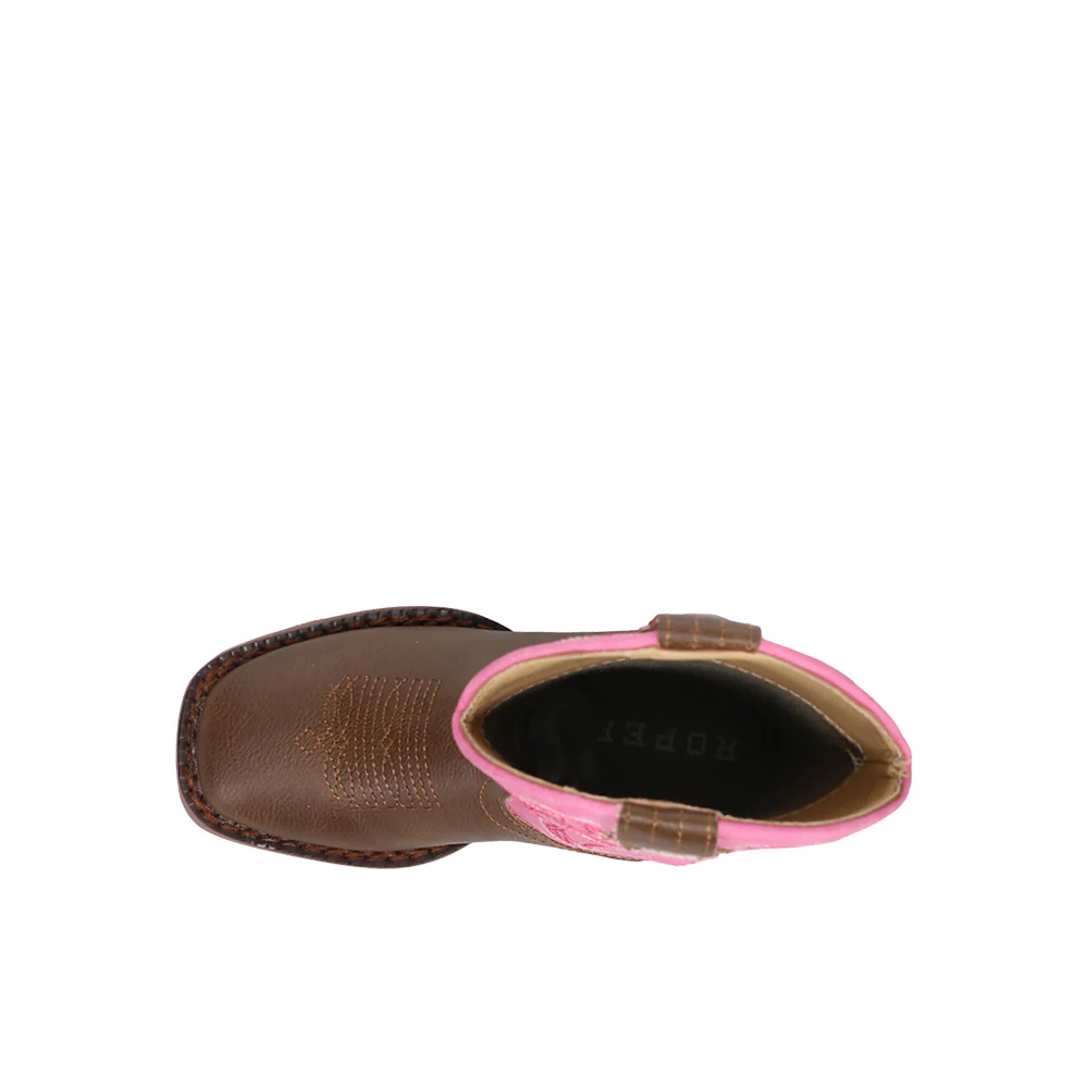 Blaze Pink Shaft Square Toe Cowboy Boots (Youth) - Image 4
