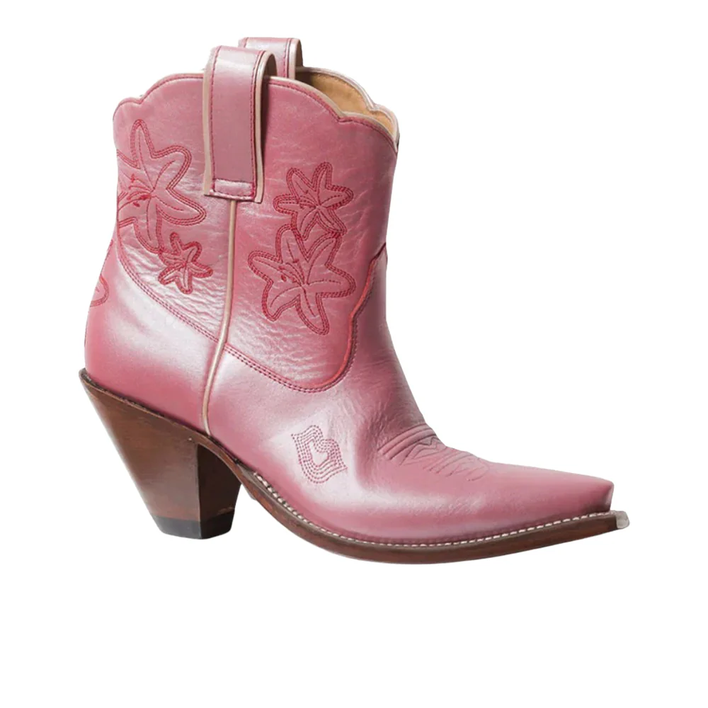 Bliss Embroidered Snip Toe Pull On Cowboy Booties - Image 2