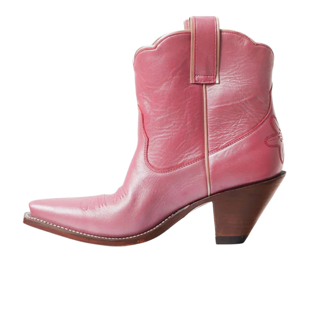 Bliss Embroidered Snip Toe Pull On Cowboy Booties - Image 3