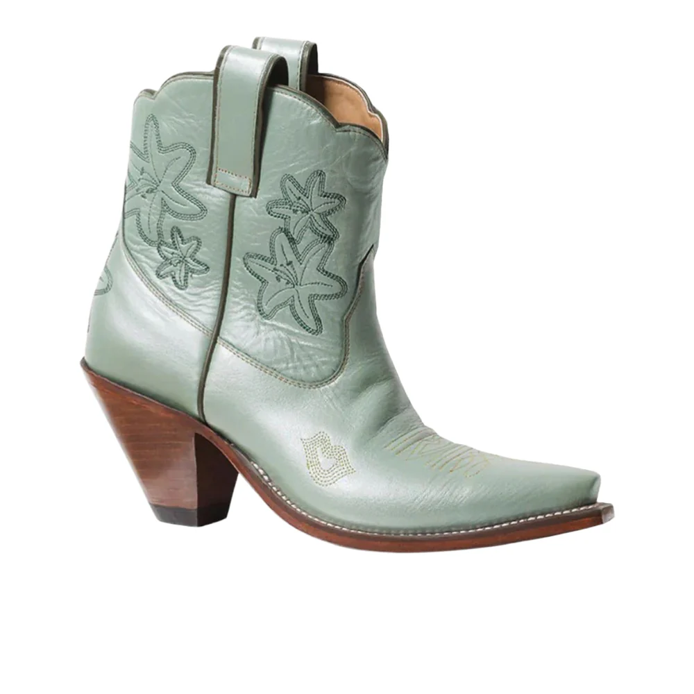 Bliss Embroidered Snip Toe Pull On Cowboy Booties - Image 2