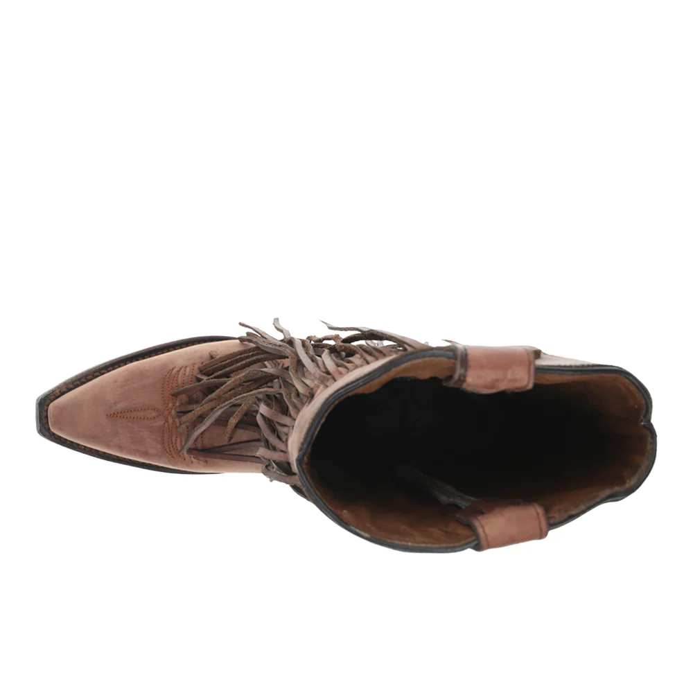 Brick Fringe Pull On Snip Toe Cowboy Boots - Image 4