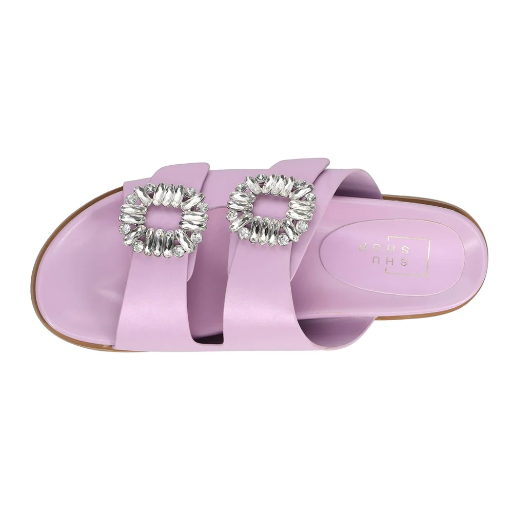 Bridget Rhinestone Slide Sandals - Image 4