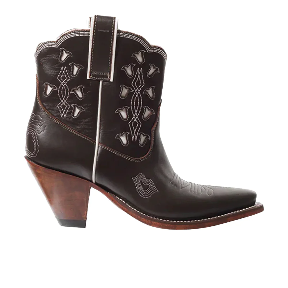 Bright Tooled-Inlay Snip Toe Pull On Cowboy Booties