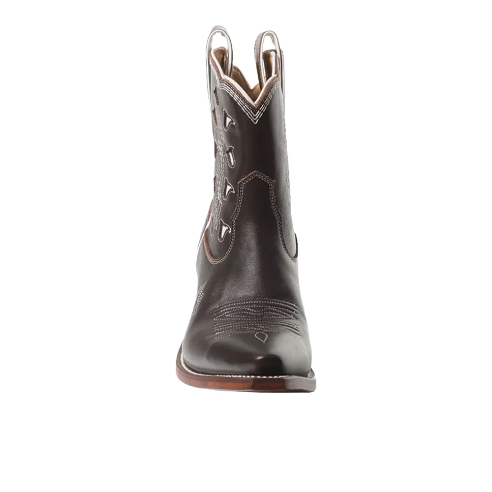 Bright Tooled-Inlay Snip Toe Pull On Cowboy Booties - Image 4
