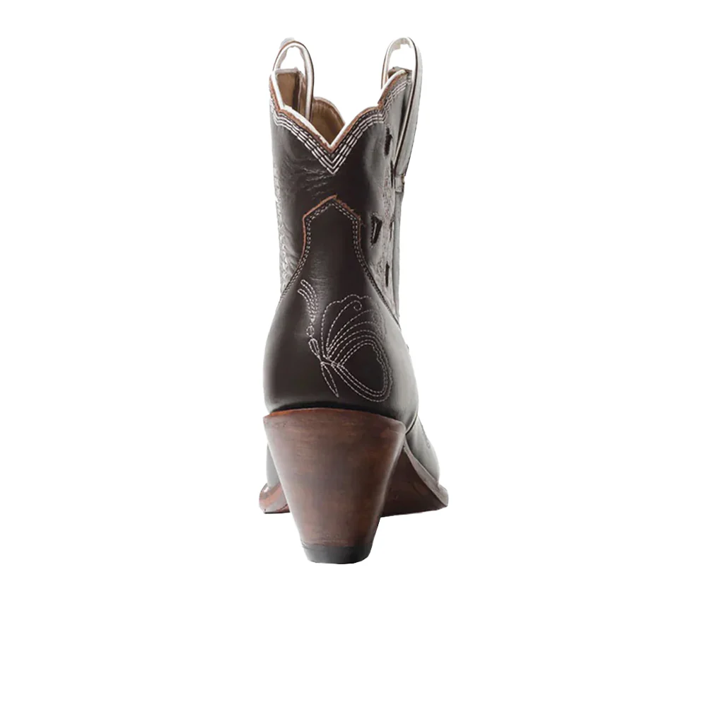 Bright Tooled-Inlay Snip Toe Pull On Cowboy Booties - Image 5