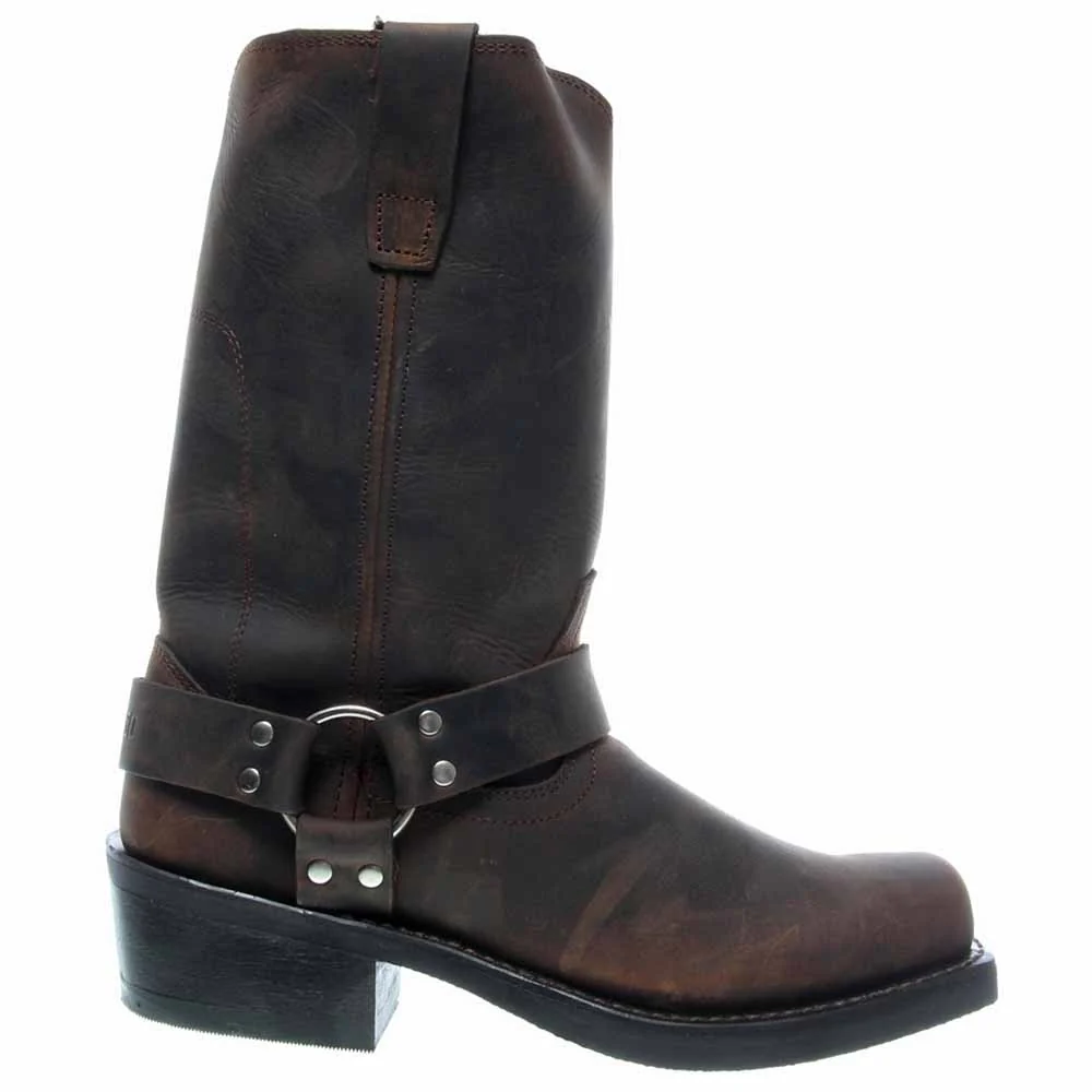 Brown Square Toe Pull On Boots