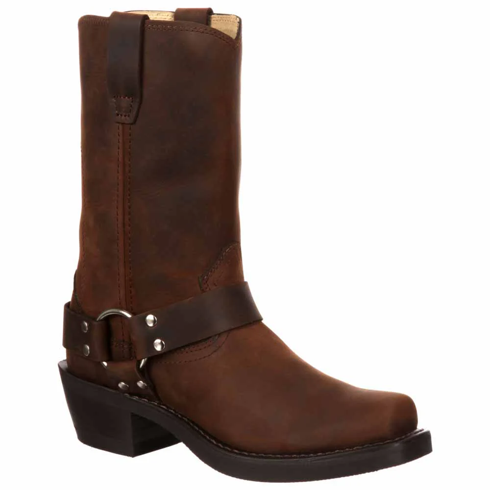 Brown Square Toe Pull On Boots - Image 2