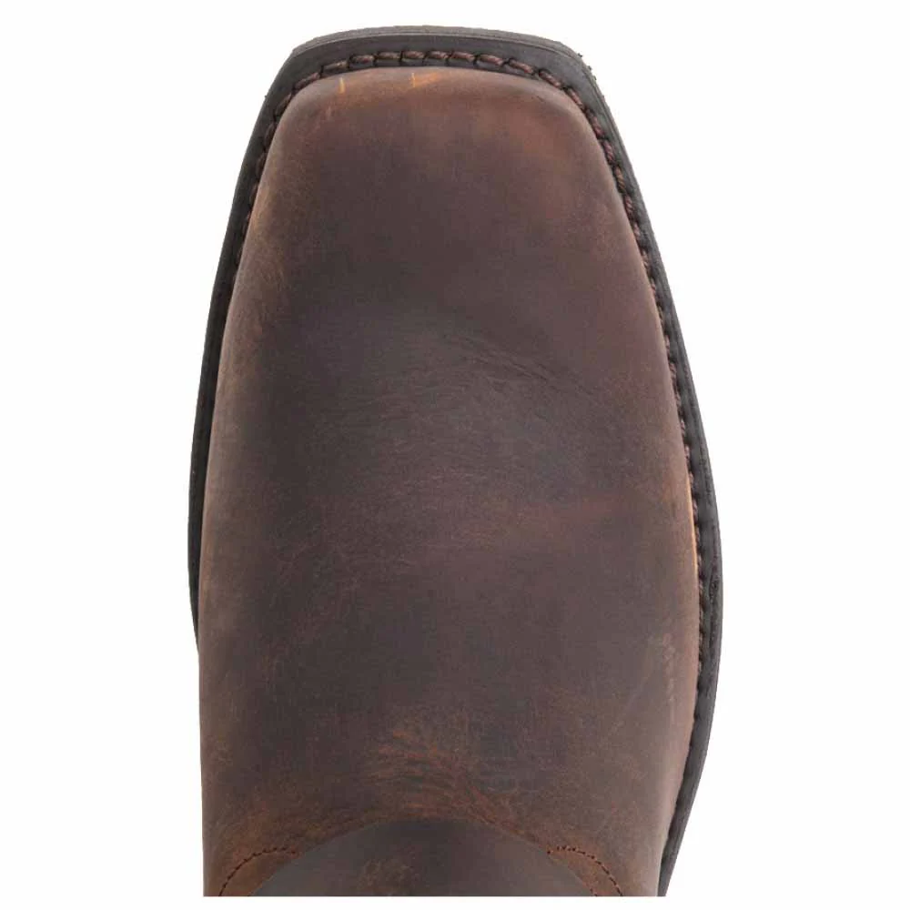 Brown Square Toe Pull On Boots - Image 5