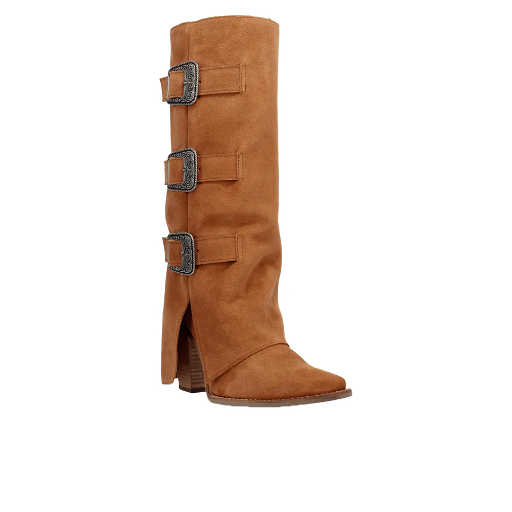 Buckle Bunny Suede Leather Snip Toe Cowboy Boots - Image 2