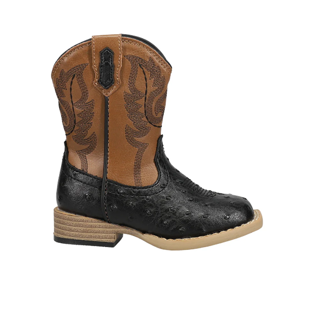 Bumps Embroidery Square Toe Cowboy Boots (Toddler)