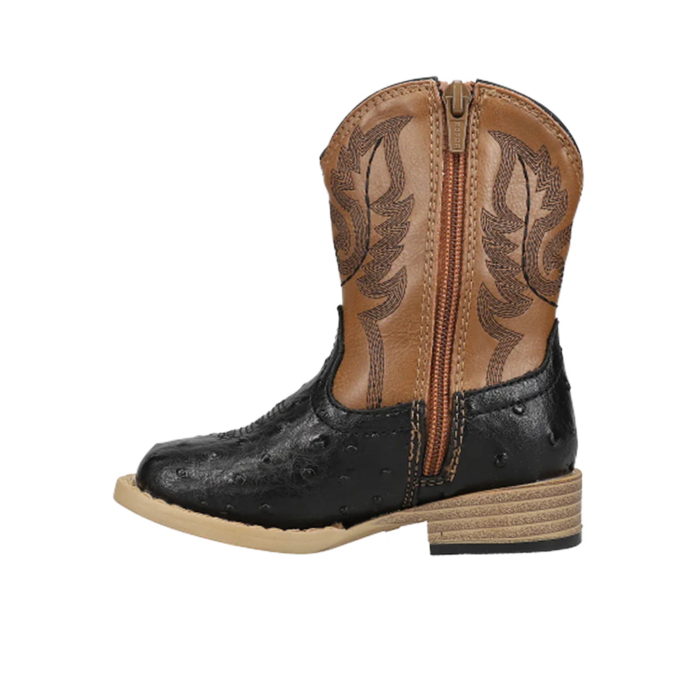 Bumps Embroidery Square Toe Cowboy Boots (Toddler) - Image 3