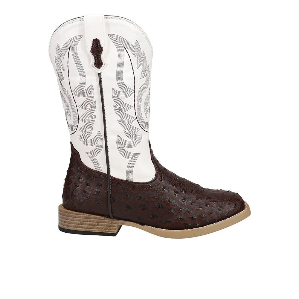 Bumps Faux Ostrich Square Toe Cowboy Boots (Big Kid)