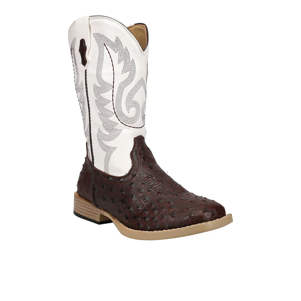 Bumps Faux Ostrich Square Toe Cowboy Boots (Big Kid) - Image 2