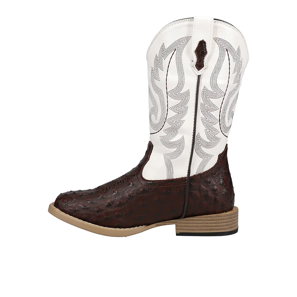 Bumps Faux Ostrich Square Toe Cowboy Boots (Big Kid) - Image 3
