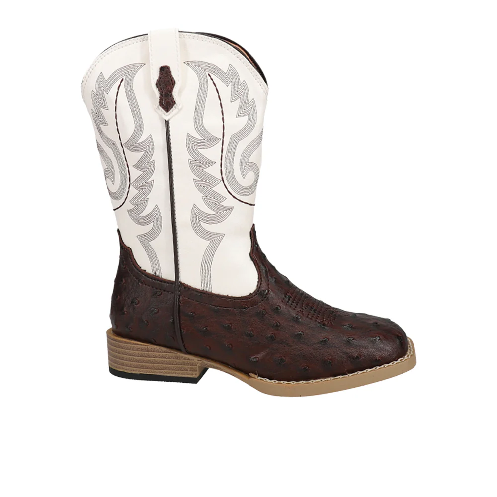 Bumps Faux Ostrich Square Toe Cowboy Boots (Little Kid)