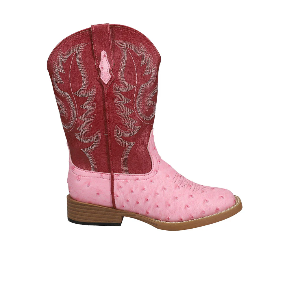 Bumps Faux Ostrich Square Toe Cowboy Boots (Little Kid)