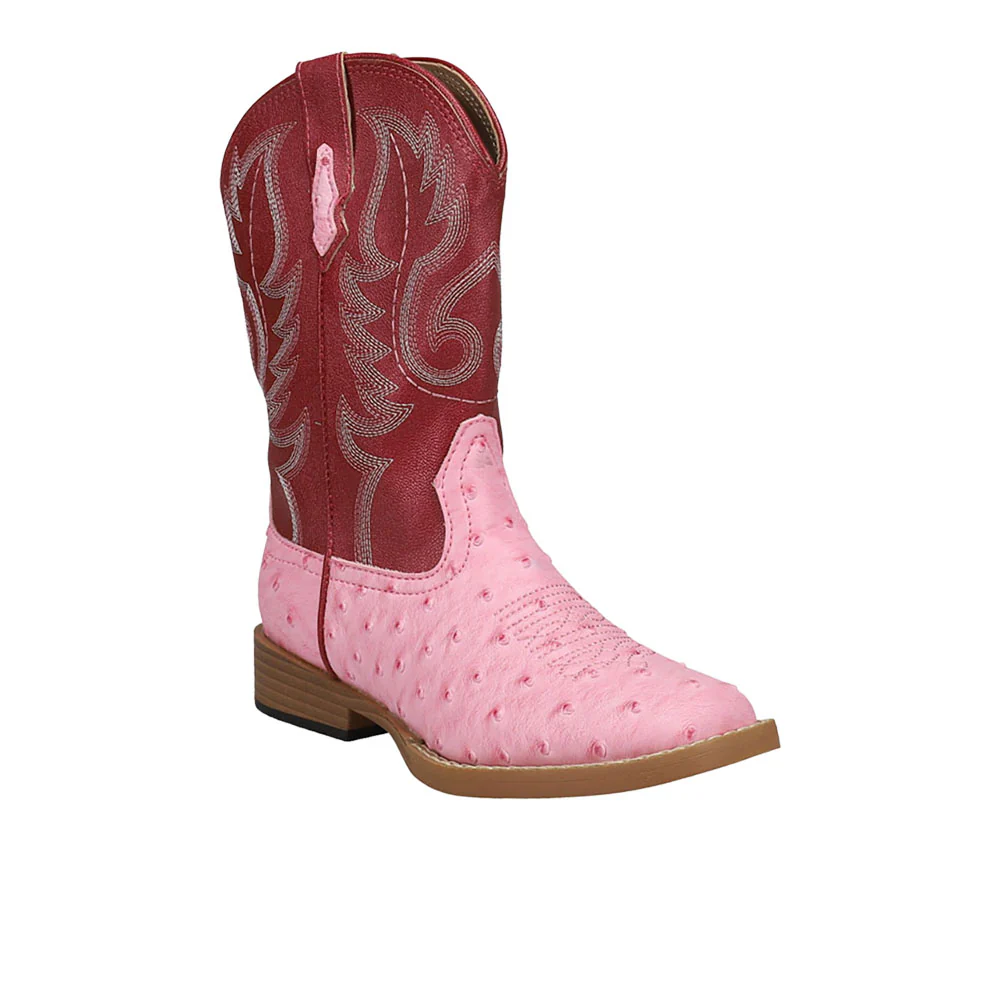 Bumps Faux Ostrich Square Toe Cowboy Boots (Little Kid) - Image 2