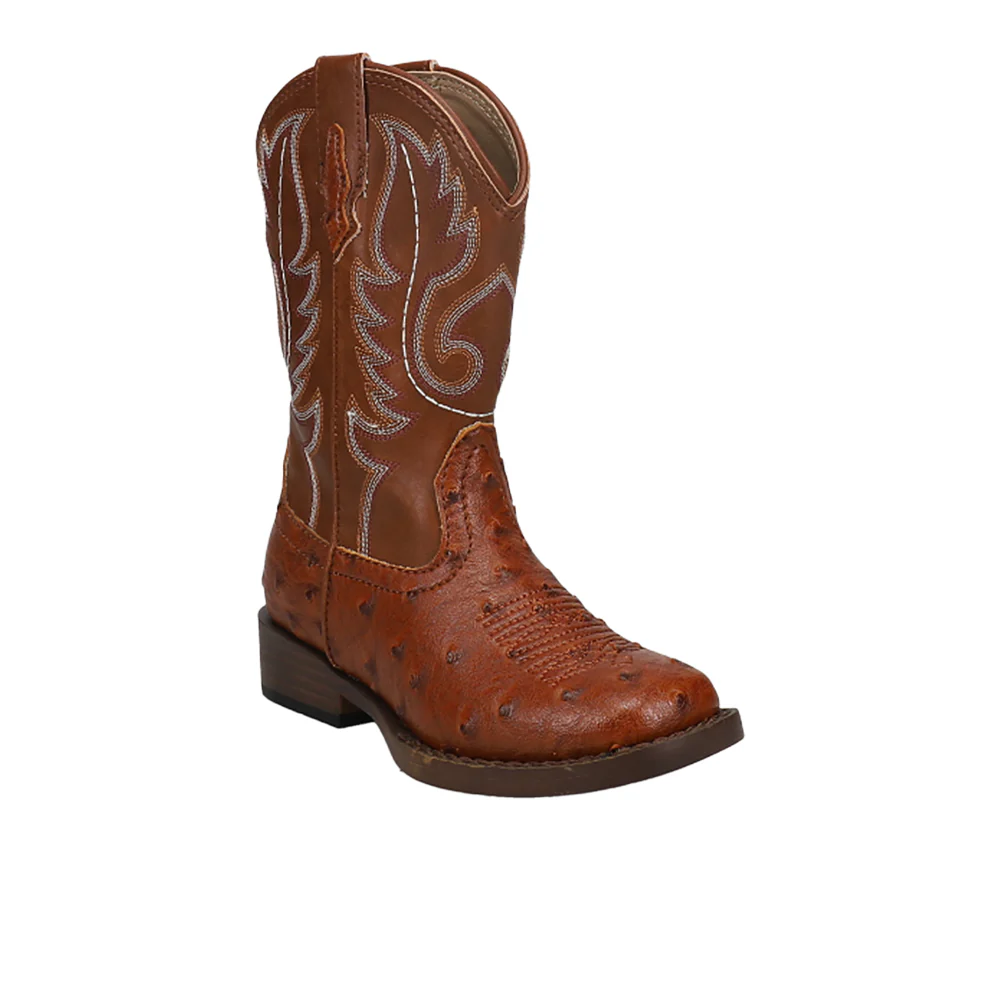 Bumps Faux Ostrich Square Toe Cowboy Boots (Little Kid) - Image 2
